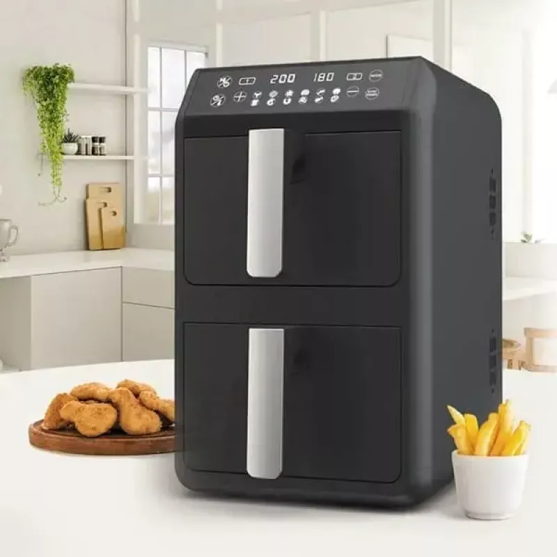 Elektryczna frytkownica beztłuszczowa Maestro MR-761, pojemność 10 l, 2400 W, 12 programów, 80–200°C, podwójna konstrukcja, czarny