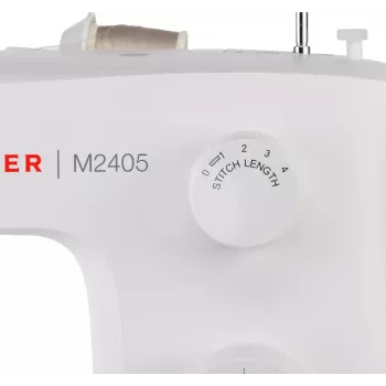 Półautomatyczna maszyna do szycia SINGER M2405 — mechaniczna, 11 programów, 8 wzorów ściegów, 70W, biała