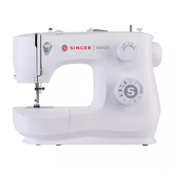 Półautomatyczna maszyna do szycia SINGER M2405 — mechaniczna, 11 programów, 8 wzorów ściegów, 70W, biała