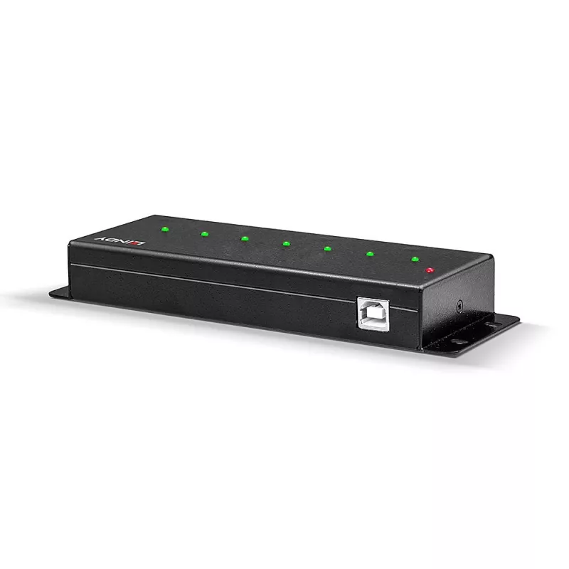 Lindy 7 Port USB 2.0 Metal Hub, USB 2.0 Type-B, USB 2.0, 480 Mbit/s, czarny, metal, 1.8 m