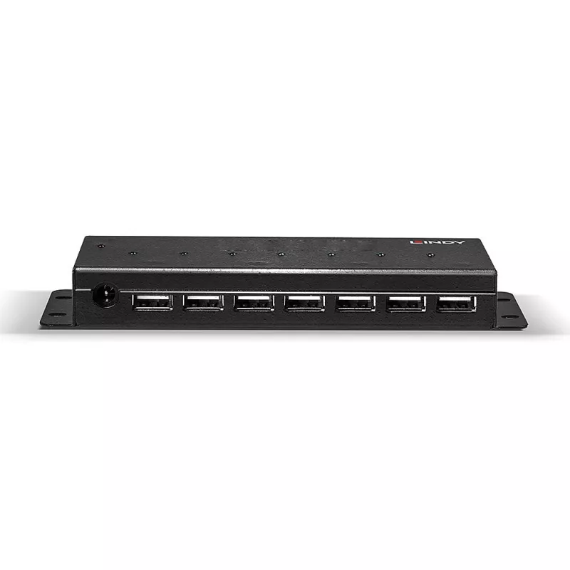 Lindy 7 Port USB 2.0 Metal Hub, USB 2.0 Type-B, USB 2.0, 480 Mbit/s, czarny, metal, 1.8 m