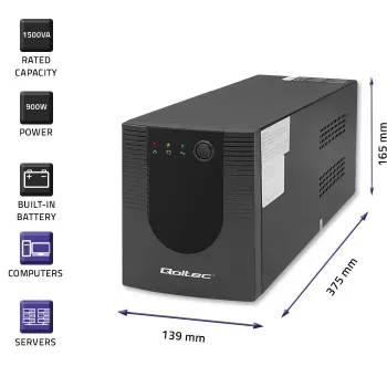 Qoltec UPS 53776 Line-Interactive 1.5 kVA 900 W 4 gniazda AC