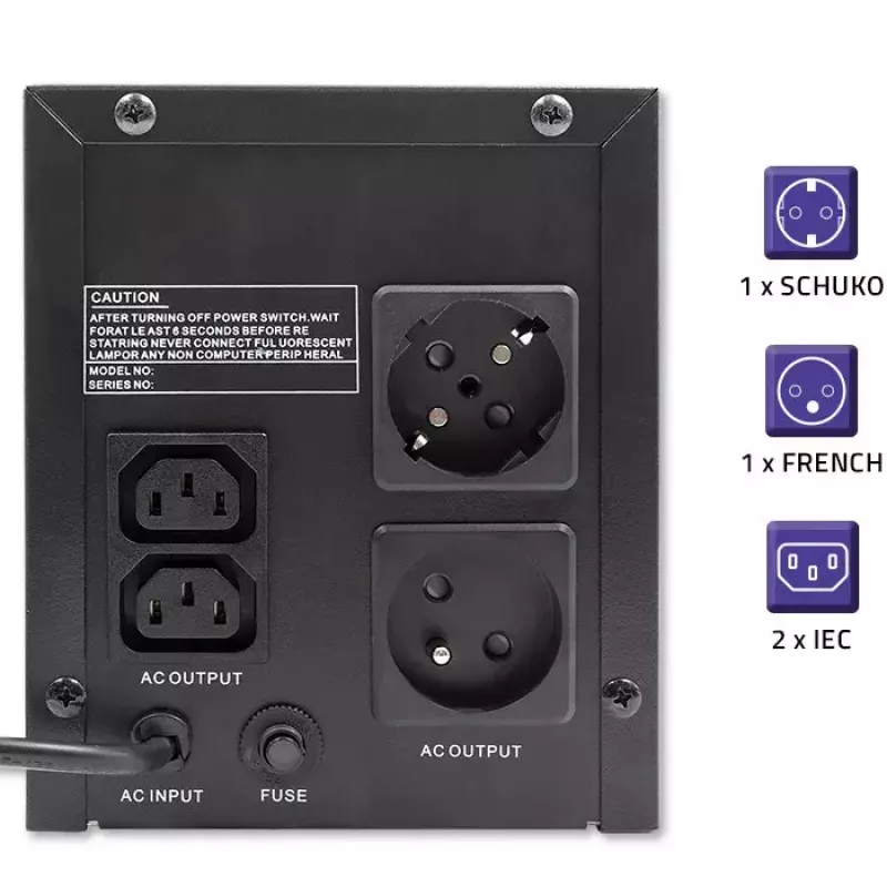 Qoltec UPS 53776 Line-Interactive 1.5 kVA 900 W 4 gniazda AC