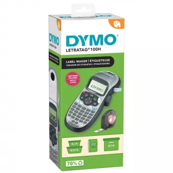 DYMO LetraTag LT-100H Przenośna Drukarka Etykiet | Drukarka Etykiet z Klawiaturą ABC i Łatwym w Obsłudze 13-Znakowym Wyświetlaczem LCD | do Domu lub Biura | Srebrna