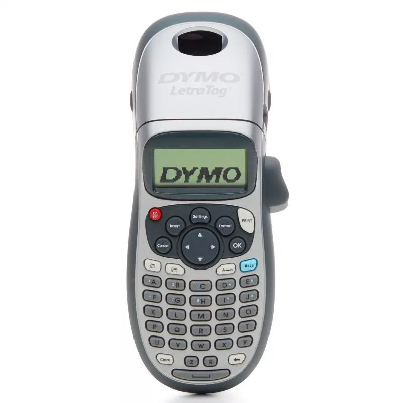 DYMO LetraTag LT-100H Przenośna Drukarka Etykiet | Drukarka Etykiet z Klawiaturą ABC i Łatwym w Obsłudze 13-Znakowym Wyświetlaczem LCD | do Domu lub Biura | Srebrna