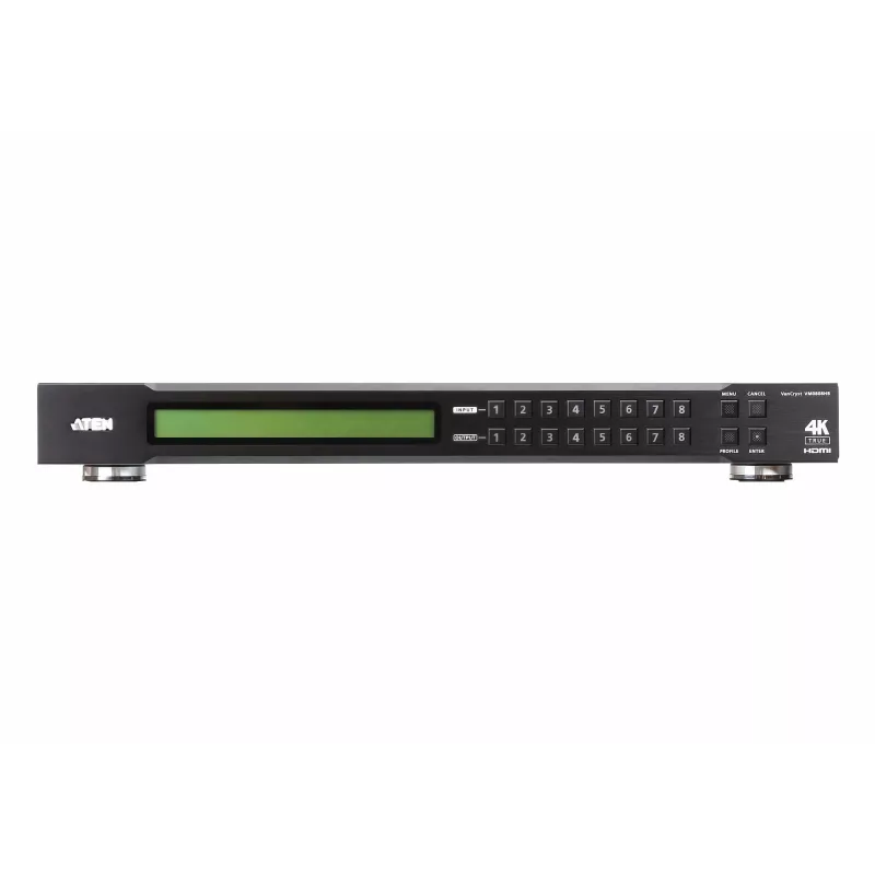 ATEN 8X8 True 4K HDMI Matrix Switch, przełącznik matrycowy AV, 18 Gbit/s, 600 MHz, 4096 x 2160 pikseli, 4096 x 2160, 3840 x 2160, 1920 x 1200, czarny