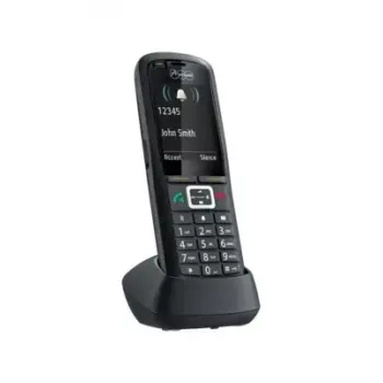Słuchawka DECT Auerswald COMfortel M-730 — bezprzewodowy telefon biurkowy, wyświetlacz 2,4 cala, zestaw głośnomówiący, identyfikacja rozmówcy, SMS, czarny