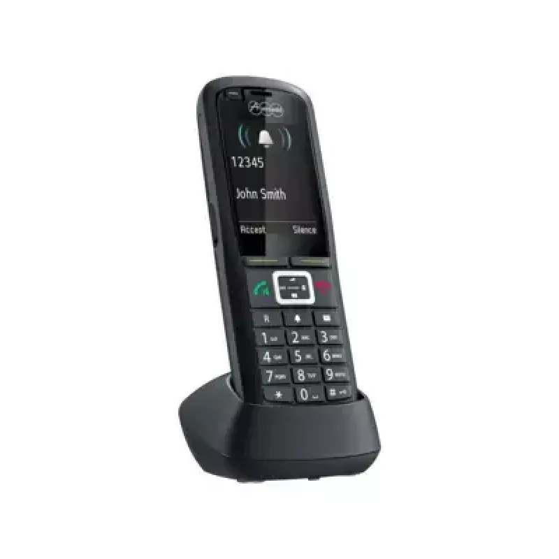Słuchawka DECT Auerswald COMfortel M-730 — bezprzewodowy telefon biurkowy, wyświetlacz 2,4 cala, zestaw głośnomówiący, identyfikacja rozmówcy, SMS, czarny