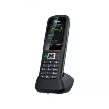 Słuchawka DECT Auerswald COMfortel M-730 — bezprzewodowy telefon biurkowy, wyświetlacz 2,4 cala, zestaw głośnomówiący, identyfikacja rozmówcy, SMS, czarny