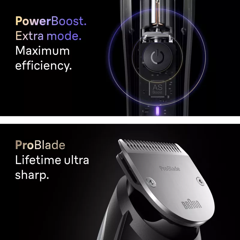 Braun BeardTrimmer 9 BT9560 trymer do brody Zasilany bateriami 52 2 cm Na mokro i sucho Czarny, Srebrny