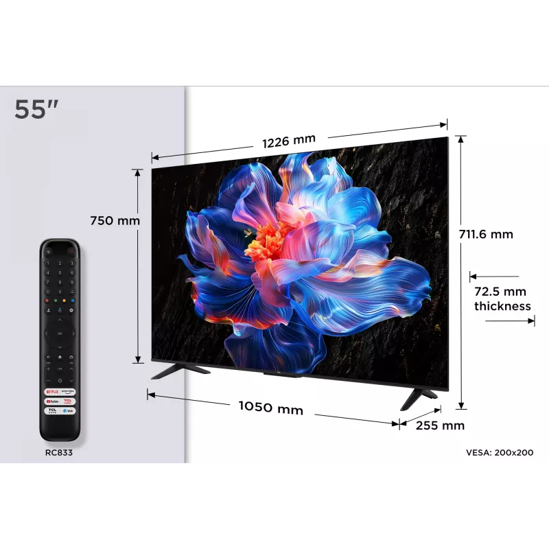 Telewizor TCL 55P69K 139,7 cm (55 cali) 4K Ultra HD Smart TV Wi-Fi Czarny