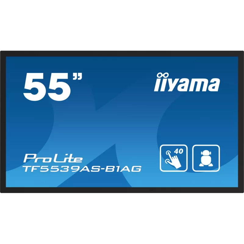 iiyama TF5539AS-B1AG Wyświetlacz reklamowy Kiosk design 138,7 cm (54,6 cala) LED 435 cd/m² 4K Ultra HD Czarny Ekran dotykowy Wbudowany procesor Android 11 24/7