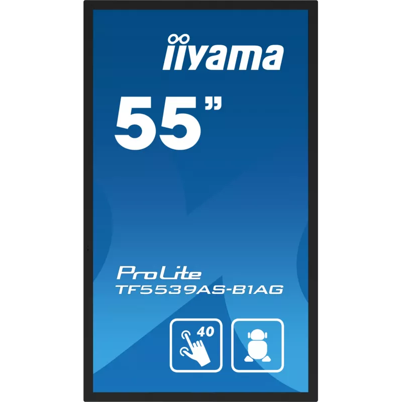 iiyama TF5539AS-B1AG Wyświetlacz reklamowy Kiosk design 138,7 cm (54,6 cala) LED 435 cd/m² 4K Ultra HD Czarny Ekran dotykowy Wbudowany procesor Android 11 24/7