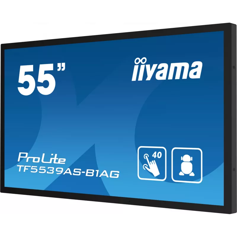 iiyama TF5539AS-B1AG Wyświetlacz reklamowy Kiosk design 138,7 cm (54,6 cala) LED 435 cd/m² 4K Ultra HD Czarny Ekran dotykowy Wbudowany procesor Android 11 24/7