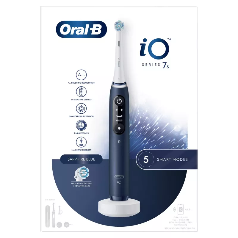 Oral-B iO 7S dla dorosłych szczoteczka oscylacyjna niebieska, biała