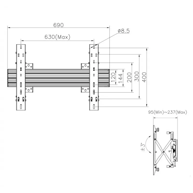 Uchwyt ścienny do TV Equip 37-65 cali modułowy Push-In Pop-Out