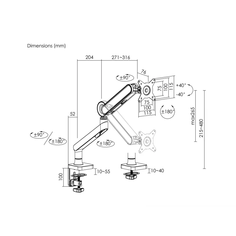 Equip 17–35 cali Premium Monitor Desk Mount Bracket, Biały