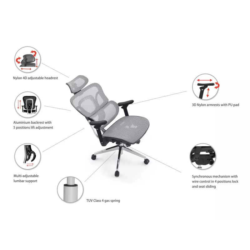 Equip Ergonomic Premium Office Chair with Headrest and Armrests, Czarny