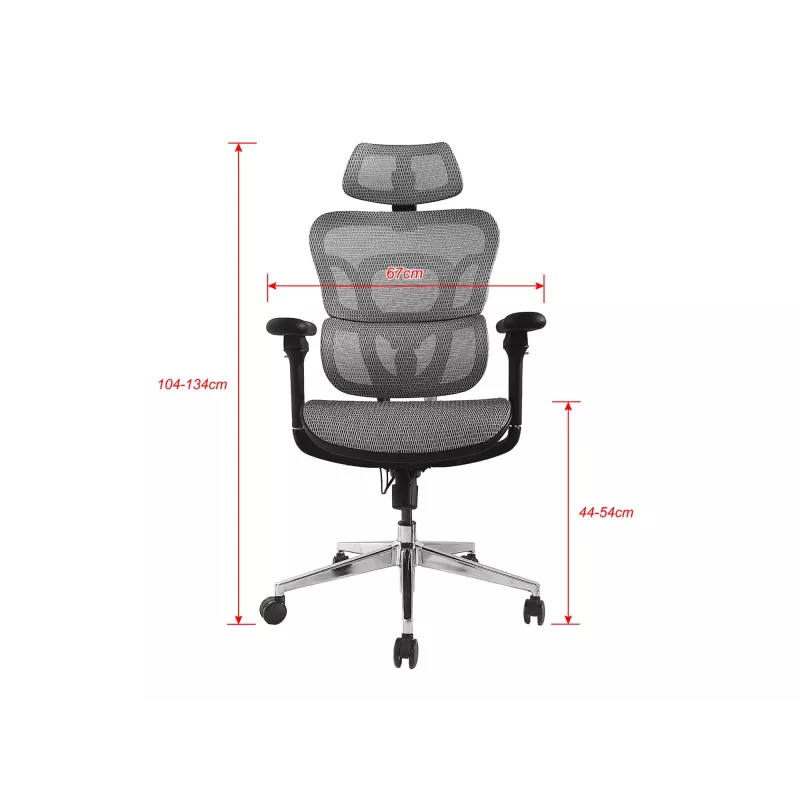 Equip Ergonomic Premium Office Chair with Headrest and Armrests, szary