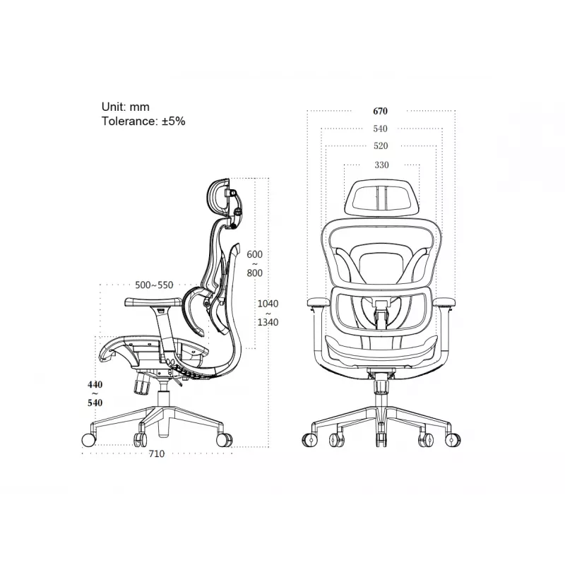 Equip Ergonomic Premium Office Chair with Headrest and Armrests, szary