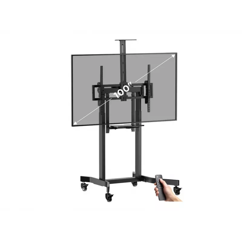 Wózek mobilny z napędem elektrycznym Equip 55-100 cali, 2,54 m (100 cali), 200 x 200 mm, 800 x 600 mm, -10 - 5°, aluminium, plastik, stal nierdzewna, czarny