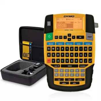 DYMO RHINO 4200 Przemysłowy zestaw do tworzenia etykiet w walizce | Klawiatura QWERTZ i klawisze skrótów | Wytrzymała drukarka etykiet do miejsc pracy i ciężkich zadań etykietowania