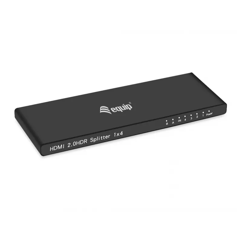 Equip Ultra cienki 4-Port HDMI 2.0 Splitter, HDMI, 4x HDMI, 3840 x 2160 pikseli, Czarny, Aluminium, 4K Ultra HD