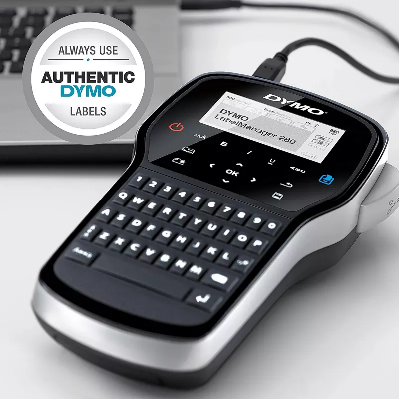 DYMO LabelManager ™ 280 AZERTY, AZERTY, D1, Termotransferowa, 180 x 180 DPI, 15 mm/s, Czarny, Srebrny