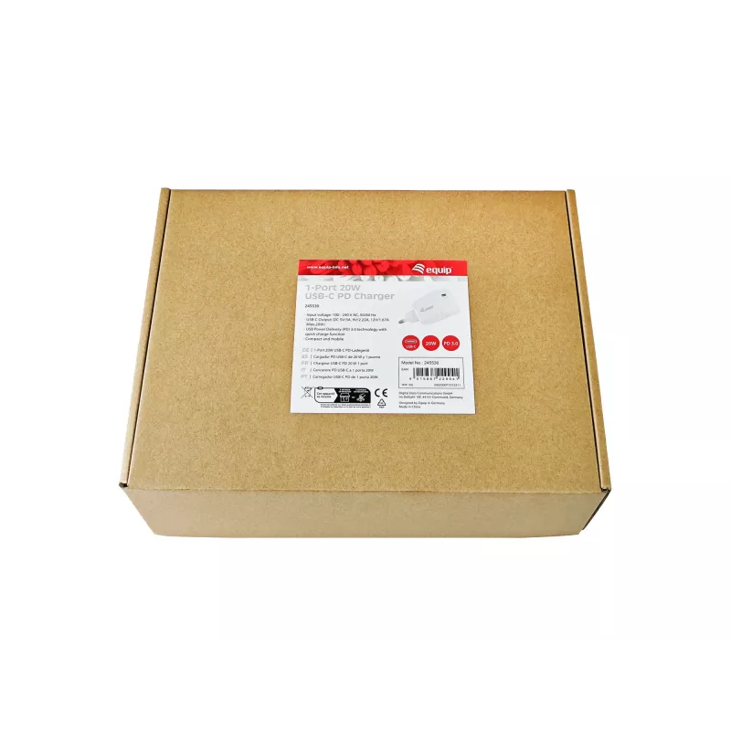 Ładowarka Equip 1-Port 20W USB-C PD, 25 szt./opak., wewnętrzna, AC, 12 V, biała