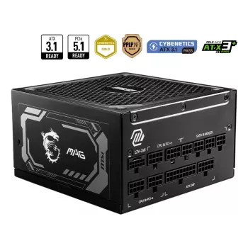 MSI MAG A1000GL PCIE5 zasilacz 1000 W 24-pin ATX ATX Czarny