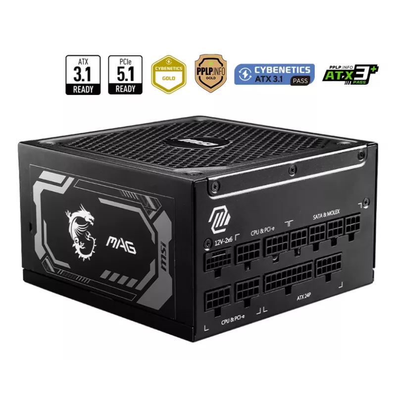 MSI MAG A1000GL PCIE5 zasilacz 1000 W 24-pin ATX ATX Czarny