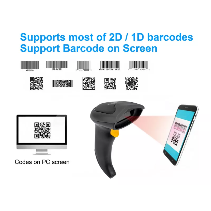Equip Bezprzewodowy skaner kodów kreskowych 2D Dual Mode 2,4 GHz + Bluetooth, z podstawą