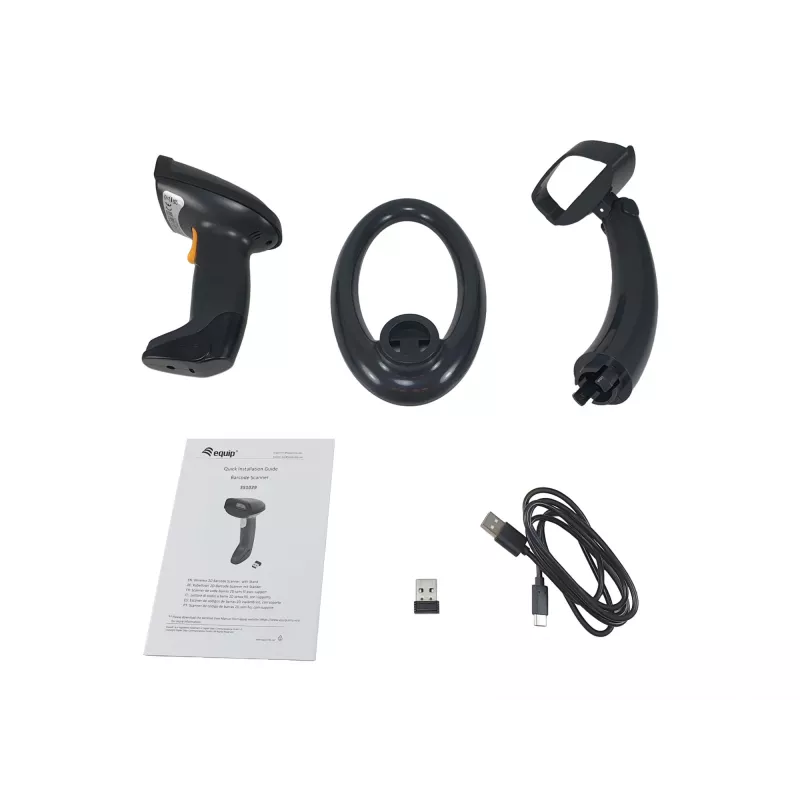 Equip Bezprzewodowy skaner kodów kreskowych 2D Dual Mode 2,4 GHz + Bluetooth, z podstawą