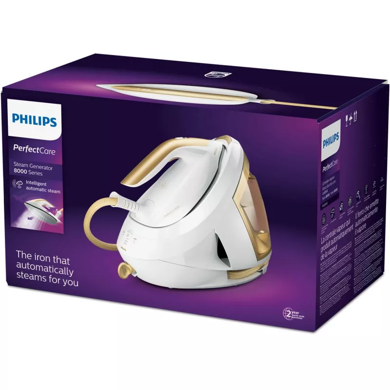 Philips PSG8040/60 stacja parowa 2700 W 1,8 L stopa SteamGlide Elite Złoty, Biały