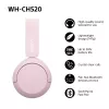 Sony WHCH520P.CE7, Bezprzewodowe, 20 - 20000 Hz, Rozmowy/Muzyka, 147 g, Słuchawki, Różowy