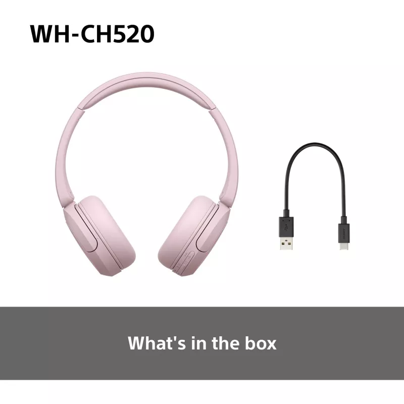 Sony WHCH520P.CE7, Bezprzewodowe, 20 - 20000 Hz, Rozmowy/Muzyka, 147 g, Słuchawki, Różowy