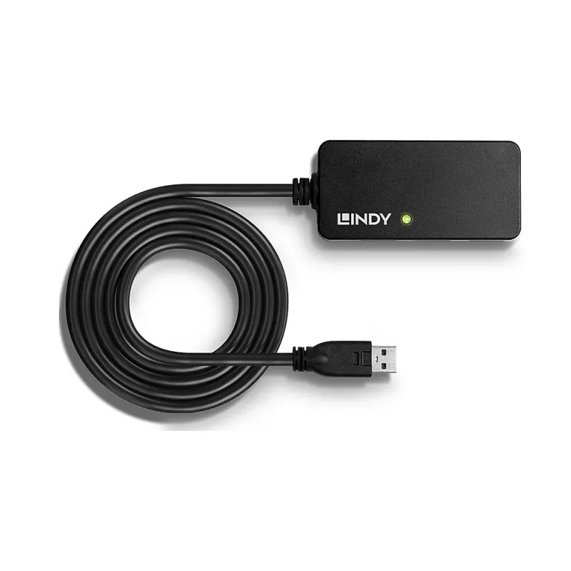 Lindy 10m USB 3.0 Active Extension Pro Hub, USB 3.2 Gen 1 (3.1 Gen 1) Type-A, USB 3.2 Gen 1 (3.1 Gen 1) Type-A, 5000 Mbit/s, czarny, tworzywo sztuczne, kabel okrągły