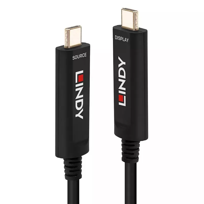Lindy 15m Hybrydowy Kabel Światłowodowy USB Typu C, Tylko Audio/Wideo