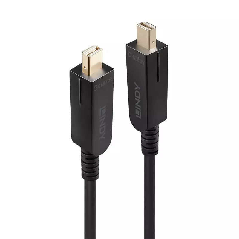 Lindy 10m Światłowodowy Hybrydowy Kabel Mini DisplayPort 1.4 z Odłączanymi Złączami DP
