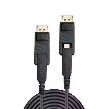 Lindy 10m Światłowodowy Hybrydowy Kabel Mini DisplayPort 1.4 z Odłączanymi Złączami DP