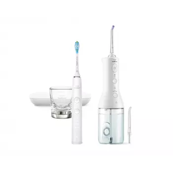 Philips Cordless Power Flosser HX3886/41 DiamondClean 9000, Dla dorosłych, Szczoteczka soniczna, Codzienna pielęgnacja, Głębokie czyszczenie, Pielęgnacja dziąseł, Wybielanie, Biały, Bateria, Wbudowana bateria