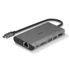 Lindy DST-Mini XT, Mini stacja dokująca do laptopa USB-C z obsługą jednego wyświetlacza (4K) lub dwóch wyświetlaczy (Full HD) oraz ładowaniem przelotowym 100 W