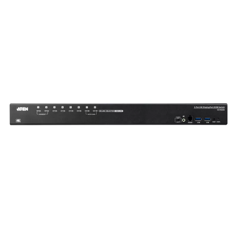 ATEN 8-Port USB 3.0 4K DisplayPort KVM Switch, 4096 x 2160 pixels, 4K Ultra HD, 18.44 W, Czarny