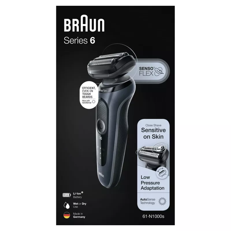 Braun Series 6 61-N1000s Golarka foliowa Czarna, Szara