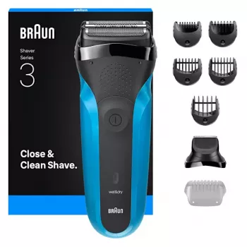 Braun Series 3 310BT golarka foliowa z trymerem, czarno-niebieska