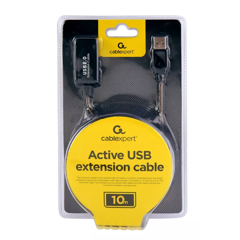 GEMBIRD Active USB 2.0 Extension kabel, 10m - Czarny