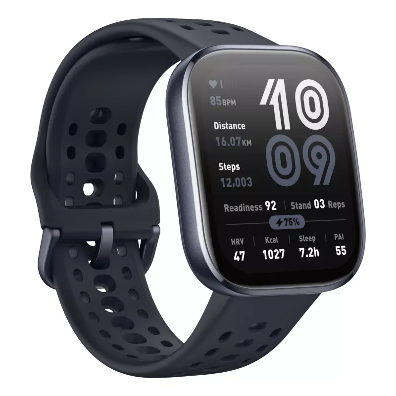 Amazfit Bip 6 Czarny 5 cm (1.97 cala) AMOLED Cyfrowy 390 x 450 pikseli Ekran dotykowy GPS (satelitarny)