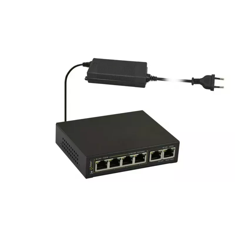 PULSAR Gigabit PoE Switch SG-64 — 4 porty PoE, 2 porty uplink