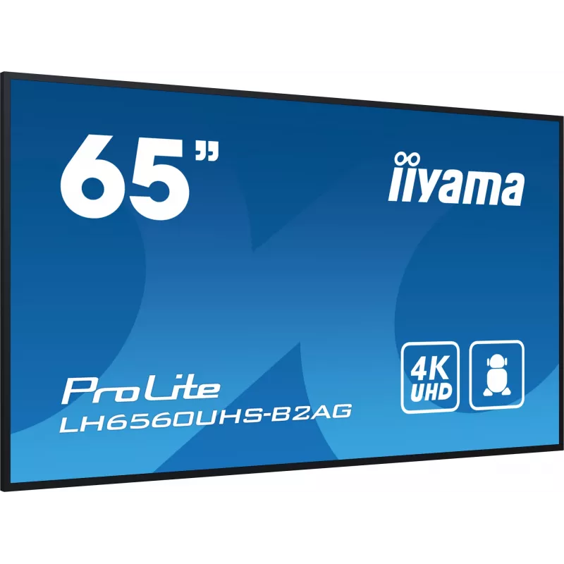 iiyama LH6560UHS-B2AG Wyświetlacz reklamowy Digital A-board 163,8 cm (64,5 cala) LED Wi-Fi 500 cd/m² 4K Ultra HD Czarny Wbudowany procesor Android 11 24/7