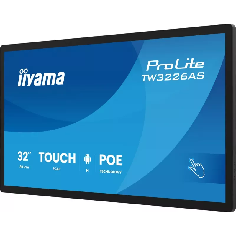 iiyama TW3226AS-B3P Wyświetlacz reklamowy typu kiosk 80 cm (31,5 cala) LED Wi-Fi 430 cd/m² Full HD Czarny Ekran dotykowy Wbudowany procesor Android 24/7